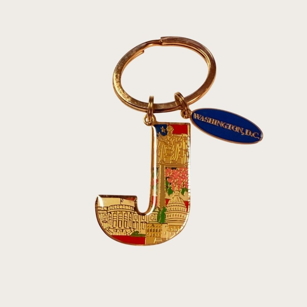 Washington DC Souvenir Letter J Keychain Keyring Vacation Destination Travel
